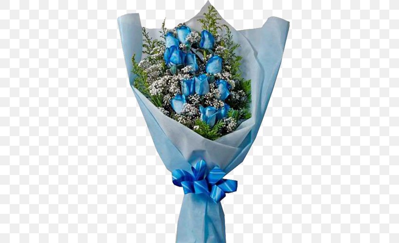 Flower Bouquet Blue Rose Cut Flowers, PNG, 500x500px, Flower Bouquet, Artificial Flower, Blue, Blue Rose, Cobalt Blue Download Free