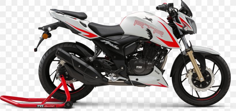 TVS Apache Motorcycle TVS Motor Company Suspension Fuel Injection, PNG, 1187x562px, Tvs Apache, Automotive Exhaust, Automotive Exterior, Automotive Lighting, Automotive Wheel System Download Free