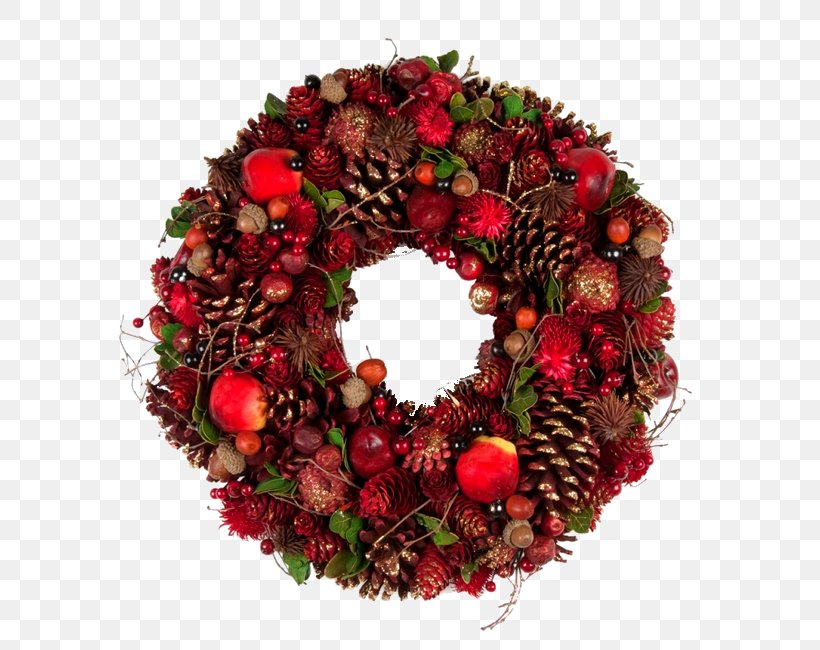 Wreath Christmas Ornament Fruit, PNG, 650x650px, Wreath, Christmas, Christmas Decoration, Christmas Ornament, Decor Download Free