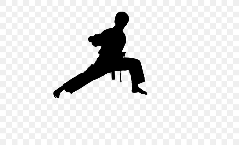 Martial Arts Karate Silhouette Clip Art, PNG, 500x500px, Martial Arts, Arm, Black, Black And White, Decal Download Free