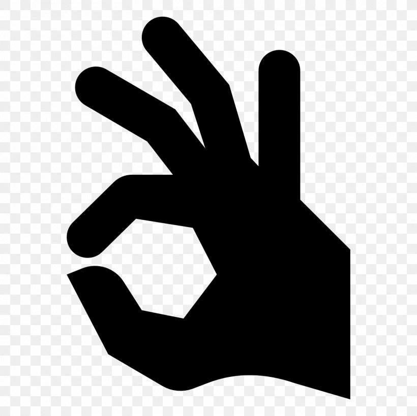 Hand Finger OK Vector, PNG, 1600x1600px, Hand, Arm, Black And White, Cursor, Finger Download Free