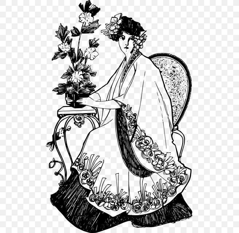 Woman Flower Kimono Clip Art, PNG, 503x800px, Watercolor, Cartoon, Flower, Frame, Heart Download Free