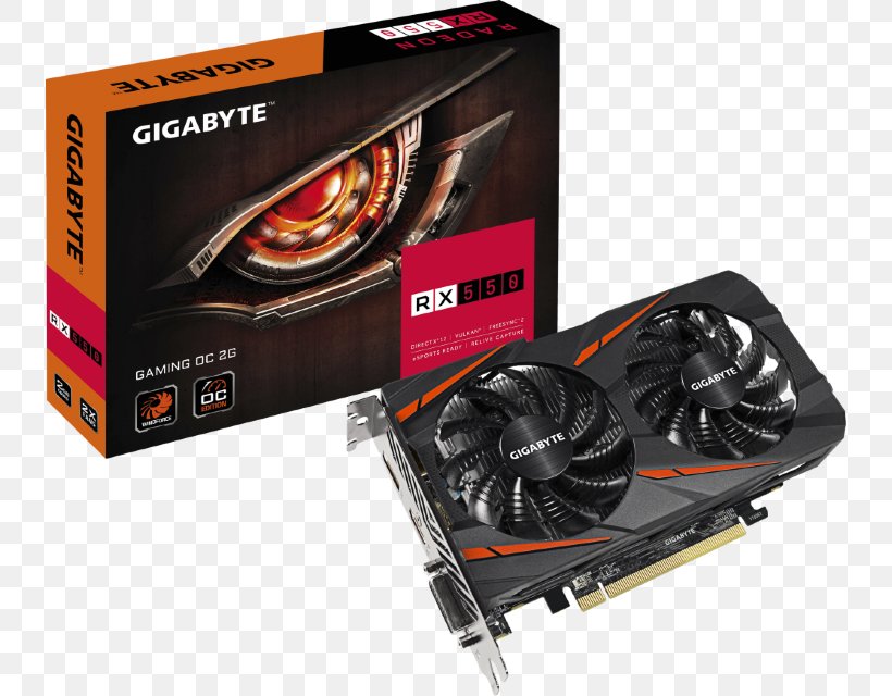 Graphics Cards & Video Adapters AMD Radeon RX 550 GDDR5 SDRAM Gigabyte Technology AMD Radeon 500 Series, PNG, 736x640px, Graphics Cards Video Adapters, Amd Radeon 500 Series, Amd Radeon Rx 550, Cable, Computer Download Free