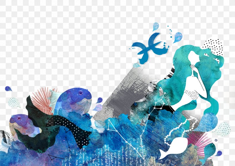 Pisces Cartoon Constellation, PNG, 1000x707px, Pisces, Aqua, Art, Blue, Cartoon Download Free