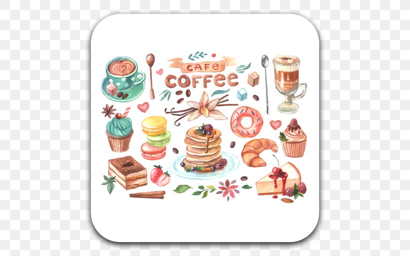 Coffee Illustration Cake Dessert Macaron, PNG, 512x512px, Coffee, Baking, Cake, Candy, Chocolate Download Free