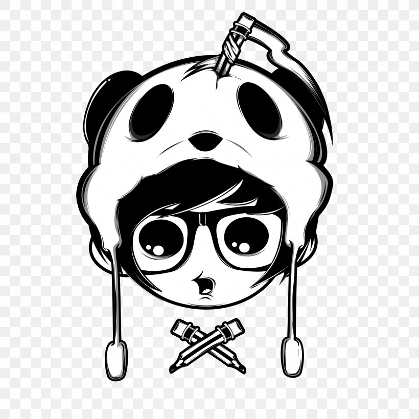 Giant Panda Doodle Art Pattern, PNG, 2160x2160px, Giant Panda, Animal, Art, Black And White, Bone Download Free