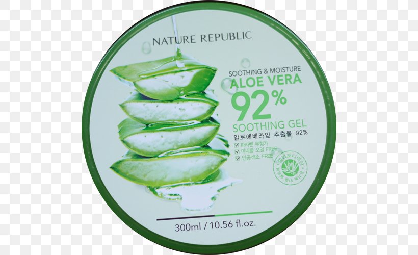 Nature Republic Soothing & Moisture Aloe Vera 92% Soothing Gel Moisturizer Skin Care, PNG, 500x500px, Aloe Vera, Cream, Food, Gel, Milliliter Download Free