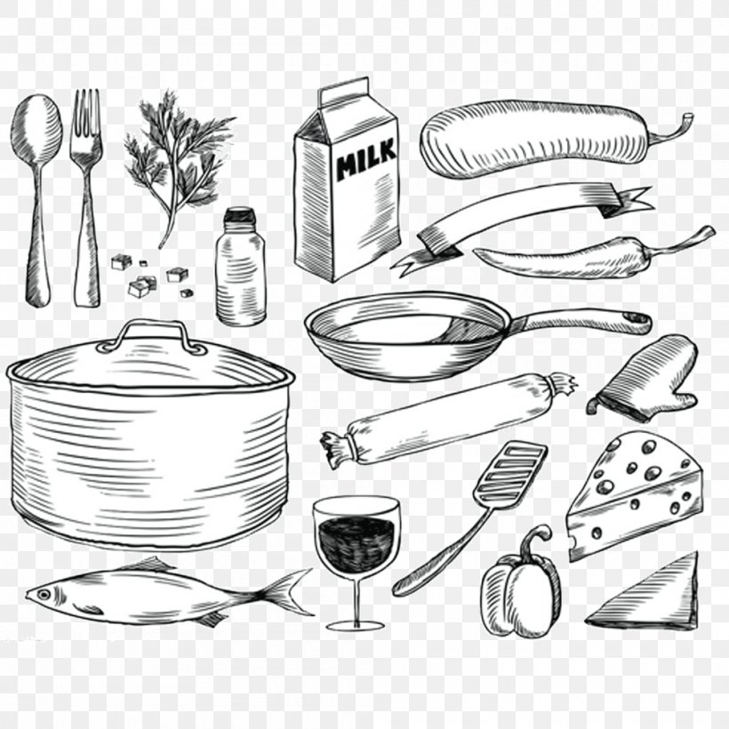 Vector Graphics Cooking Drawing Wine Sketch, PNG, 1000x1000px, Cooking, Artwork, Automotive Design, Black And White, Cookware Download Free