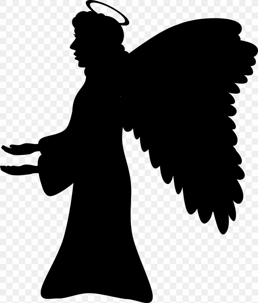Silhouette Angel Clip Art, PNG, 2040x2400px, Silhouette, Angel, Beak, Bird, Black And White Download Free
