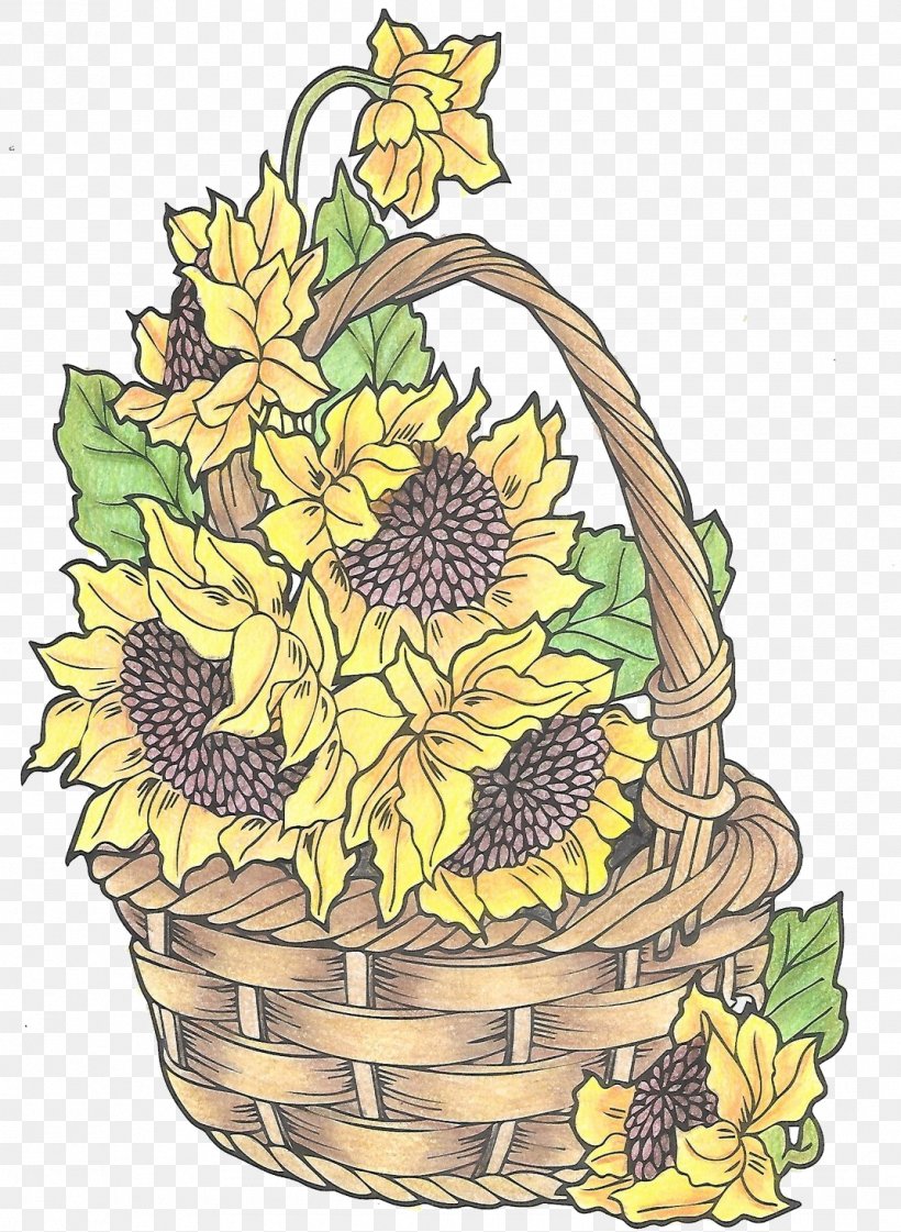 Floral Design Food Gift Baskets Cut Flowers Common Sunflower, PNG, 1070x1464px, Floral Design, Art, Basket, Common Sunflower, Cut Flowers Download Free