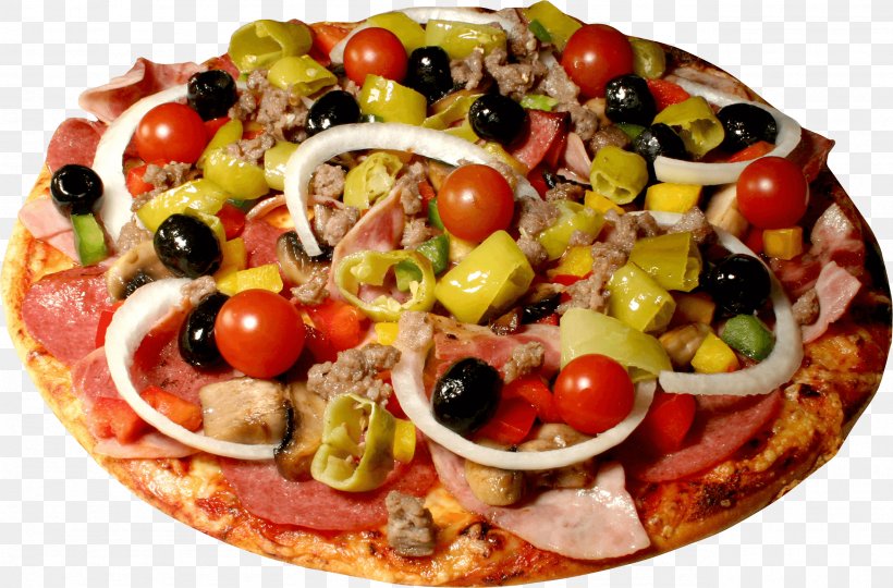 Hamburger Pizza Fast Food Buffalo Wing Italian Cuisine, PNG, 2564x1691px, Pizza, American Food, Appetizer, California Style Pizza, Cuisine Download Free