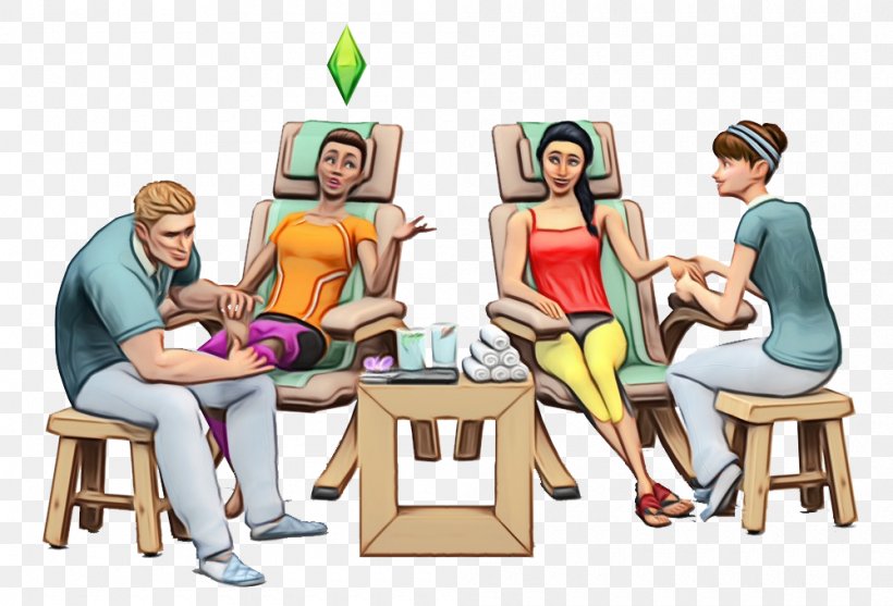 Group Of People Background, PNG, 1000x680px, Sims 4 Spa Day, Animation, Cartoon, Chair, Conversation Download Free