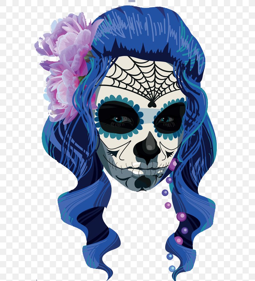 La Calavera Catrina Day Of The Dead Halloween, PNG, 636x904px, Watercolor, Cartoon, Flower, Frame, Heart Download Free