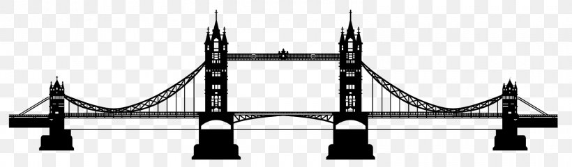 Tower Bridge Wall Decal Clip Art, PNG, 1600x470px, Tower Bridge, Black And White, Bridge, Cable Stayed Bridge, Fixed Link Download Free