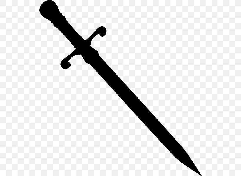 Sword Silhouette Clip Art, PNG, 552x600px, Sword, Black And White, Classification Of Swords, Cold Weapon, Dagger Download Free