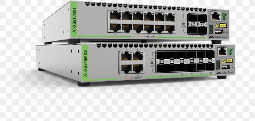 Computer Network 10 Gigabit Ethernet Allied Telesis Network Switch Small Form-factor Pluggable Transceiver, PNG, 1063x506px, 10 Gigabit Ethernet, 19inch Rack, Computer Network, Allied Telesis, Electronic Component Download Free