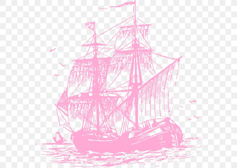 Pink Sailing Ship Clip Art, PNG, 600x580px, Pink, Baltimore Clipper, Barque, Bilander, Brig Download Free