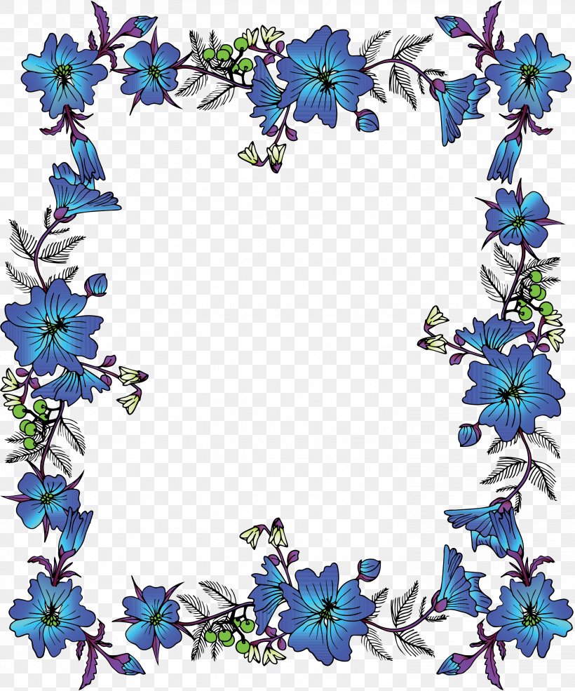 Flower Picture Frame Clip Art, PNG, 2926x3515px, Flower, Area, Blue, Branch, Cut Flowers Download Free