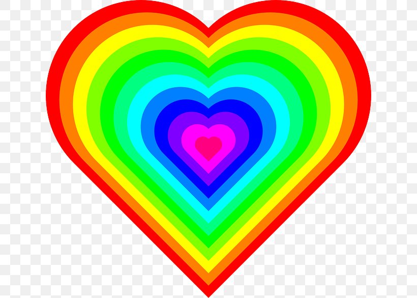 Rainbow Heart Color Clip Art, PNG, 640x585px, Watercolor, Cartoon, Flower, Frame, Heart Download Free