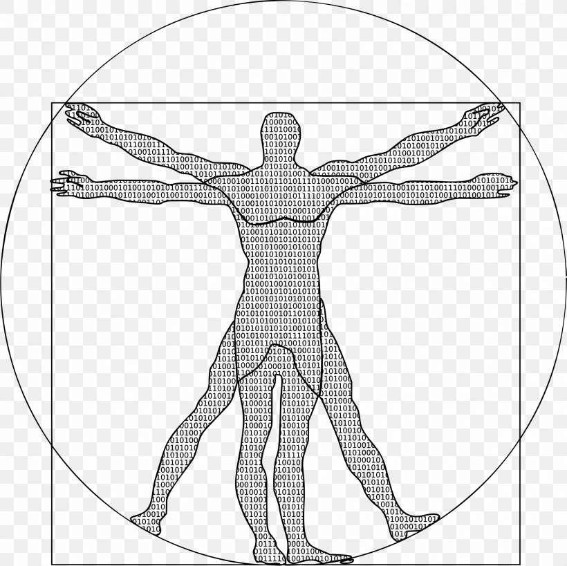 Vitruvian Man Binary Number Binary Code Human Body, PNG, 2169x2167px, Vitruvian Man, Abdomen, Area, Arm, Art Download Free