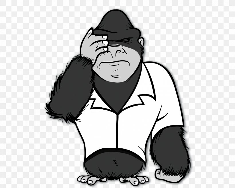 Gorilla Human Behavior Headgear White Clip Art, PNG, 1170x935px, Gorilla, Behavior, Black, Black And White, Black M Download Free