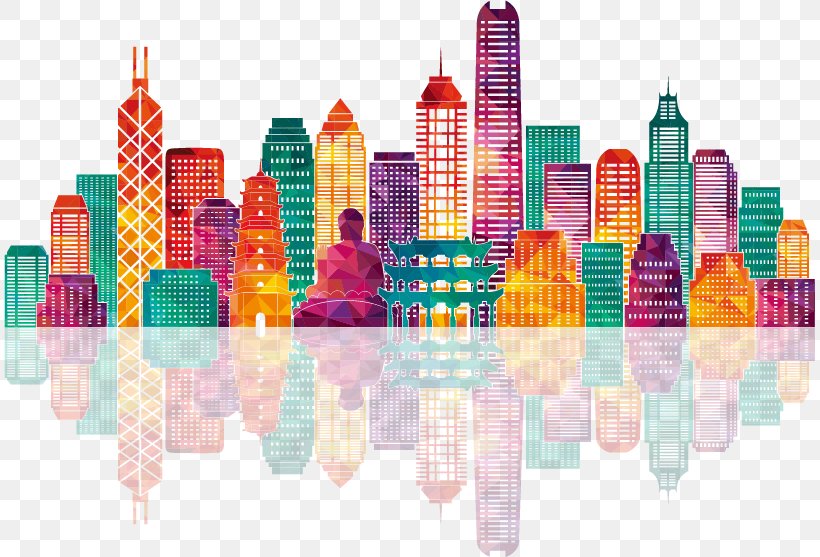 Hong Kong Skyline Stock Illustration Illustration, PNG, 811x557px, Hong Kong, City, Flag Of Hong Kong, Line Art, Magenta Download Free