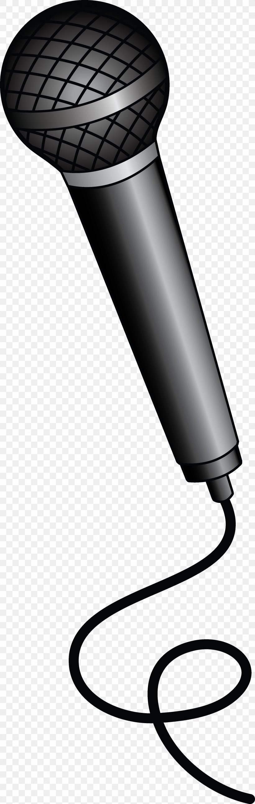 Microphone Clip Art, PNG, 2353x7419px, Microphone, Audio, Audio Equipment, Black And White, Cartoon Download Free