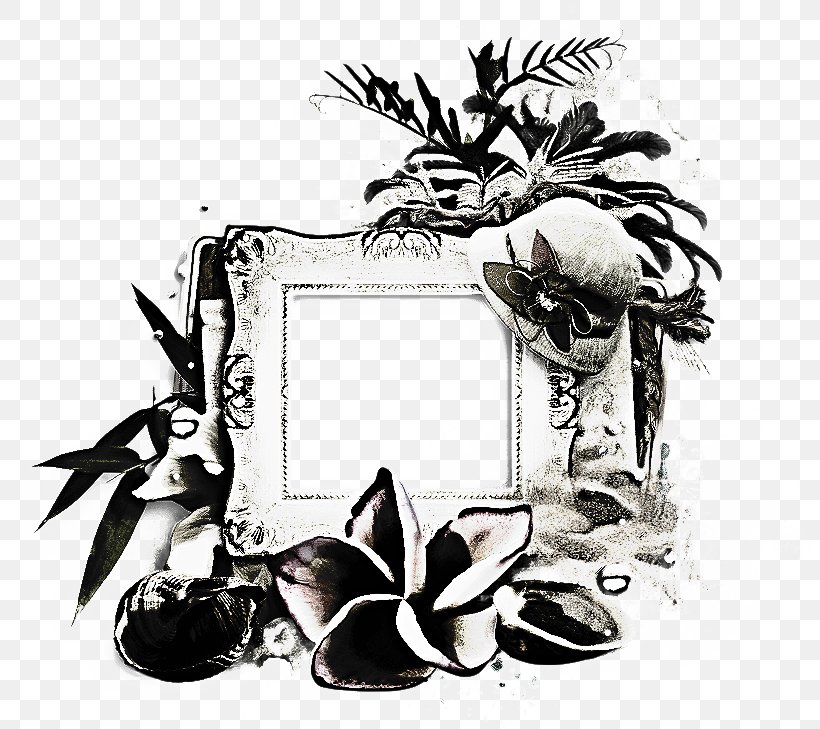 Background Flower Frame, PNG, 800x729px, Picture Frames, Blackandwhite, Flower, Picture Frame, Plant Download Free