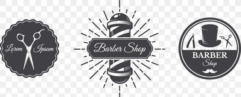 Barbers Pole Logo Barbershop, PNG, 1719x696px, Barber, Barbers Pole, Barbershop, Black And White, Brand Download Free