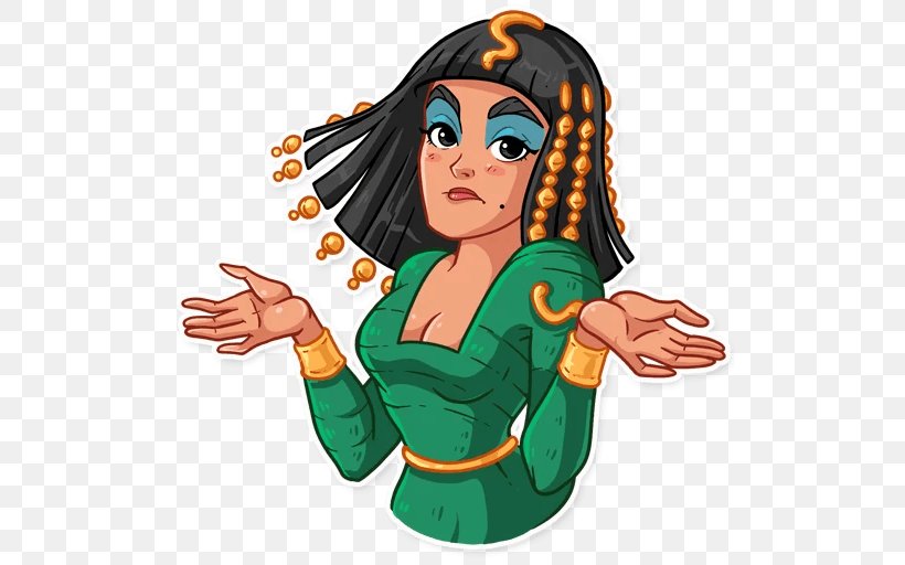 Cleopatra Telegram Sticker Clip Art Egypt, PNG, 512x512px, Cleopatra, Animation, Art, Black Hair, Cartoon Download Free