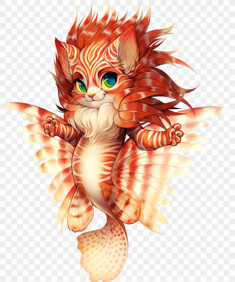 Cat Mermaid Kitten Legendary Creature, PNG, 1855x2221px, Watercolor, Cartoon, Flower, Frame, Heart Download Free