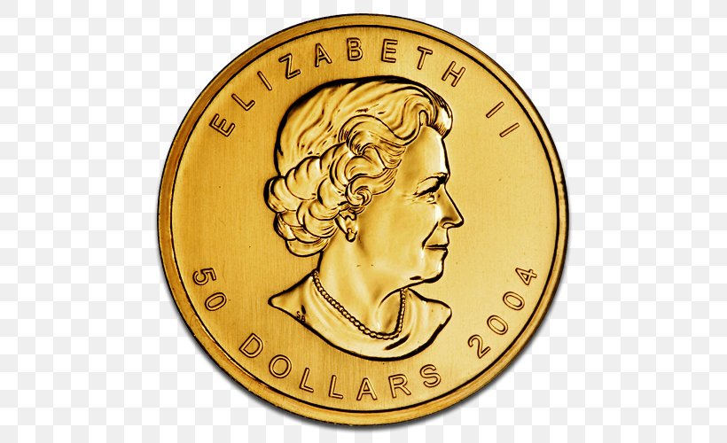 Gold Coin Canadian Gold Maple Leaf United States Fifty-dollar Bill, PNG, 500x500px, Coin, American Buffalo, Bullion Coin, Canadian Dollar, Canadian Gold Maple Leaf Download Free