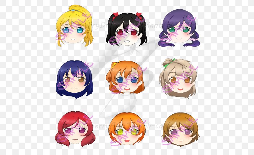 Sticker Aqours Love Live! Sunshine!! Emoticon Clip Art, PNG, 500x500px, Watercolor, Cartoon, Flower, Frame, Heart Download Free