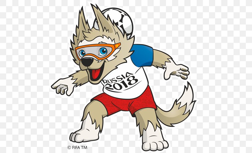 2018 World Cup Russia Zabivaka FIFA World Cup Official Mascots, PNG, 500x500px, 2018 World Cup, Art, Artwork, Carnivoran, Dog Like Mammal Download Free