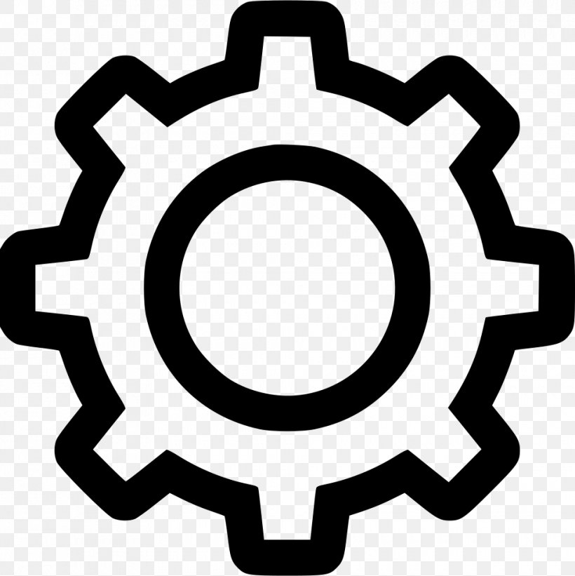 Black And White Symbol Area, PNG, 980x982px, Gear, Area, Black And White, Button, Directory Download Free