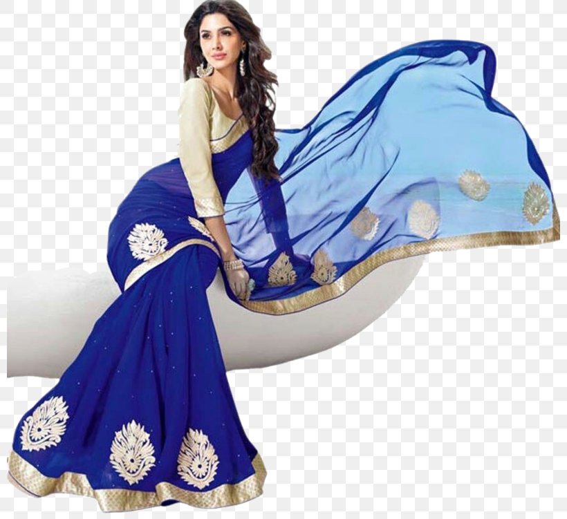 Sari Blouse Choli Georgette Blue, PNG, 800x751px, Sari, Bhagalpuri Silk, Blouse, Blue, Chiffon Download Free
