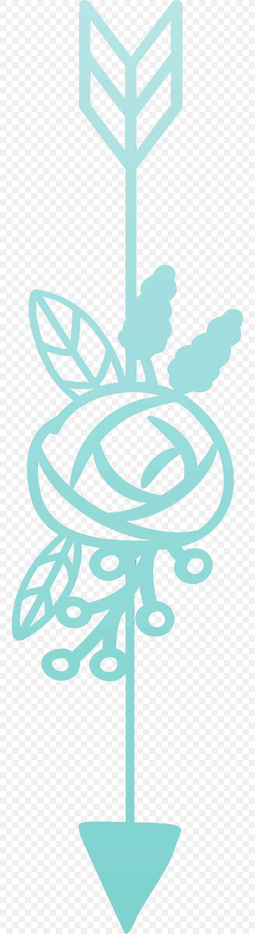 Turquoise Teal Aqua Font Line Art, PNG, 744x2999px, Boho Arrow, Aqua, Flower Arrow, Line Art, Paint Download Free