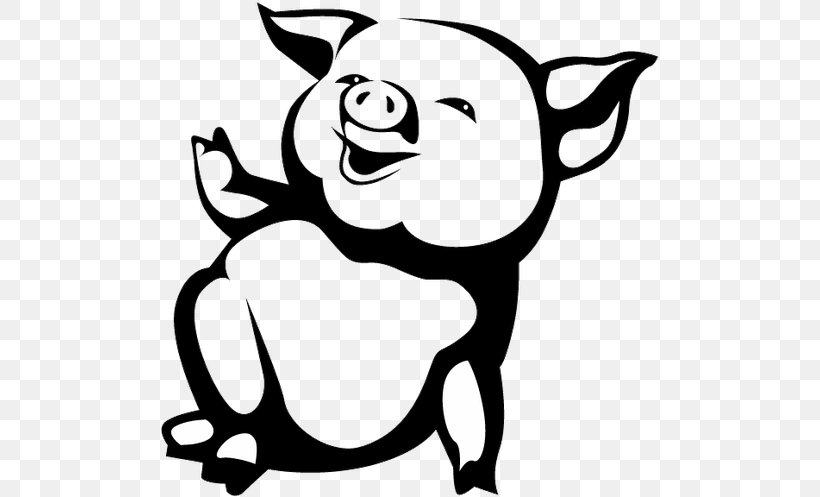 Domestic Pig Paper Wall Decal, PNG, 500x497px, Pig, Adhesive, Artwork, Black, Black And White Download Free