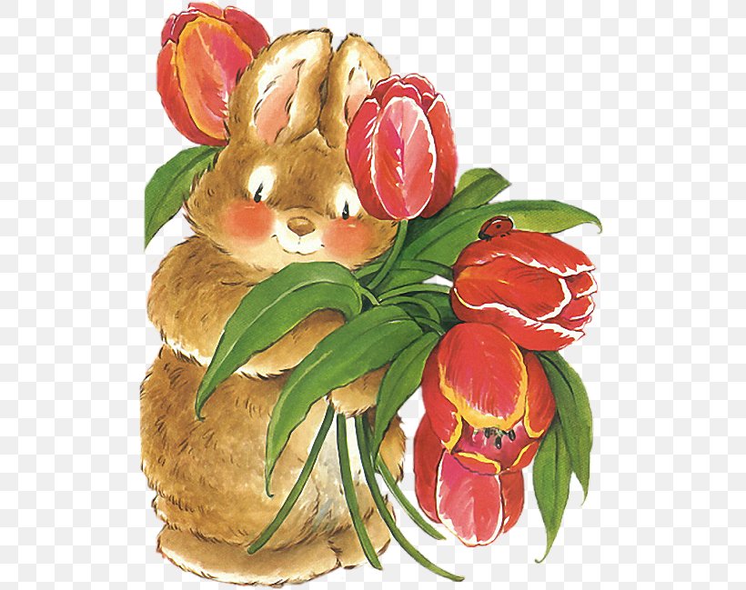 Easter Bunny Rabbit Leporids Clip Art, PNG, 524x649px, Easter Bunny, Cut Flowers, Easter, Easter Postcard, Floral Design Download Free