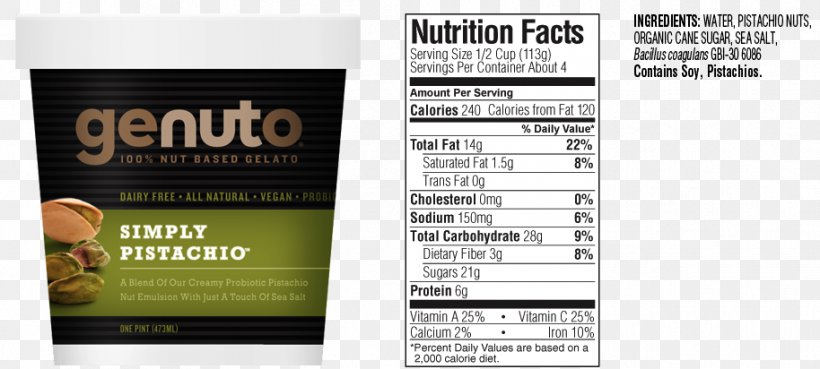 Gelato Ice Cream Milk Sorbet Nutrition Facts Label, PNG, 914x412px, Gelato, Advertising, Brand, Calorie, Food Download Free