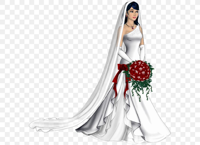 Bride Wedding Dress Marinette, PNG, 586x593px, Watercolor, Cartoon, Flower, Frame, Heart Download Free