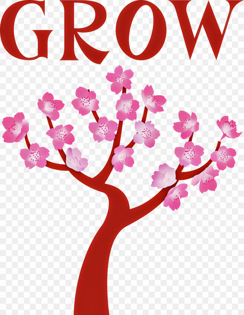 GROW Flower, PNG, 2324x3000px, Grow, Calendar System, Calligraphy, Cartoon, Cherry Blossom Download Free