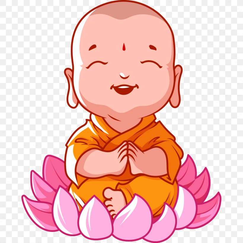 Cartoon Buddhism Buddha's Birthday Bhikkhu, PNG, 1000x1000px, Watercolor, Cartoon, Flower, Frame, Heart Download Free