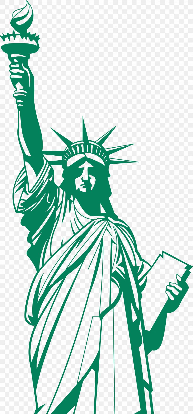 Statue Of Liberty Drawing Clip Art, PNG, 2802x5992px, Statue Of Liberty, Area, Art, Artwork, Black And White Download Free