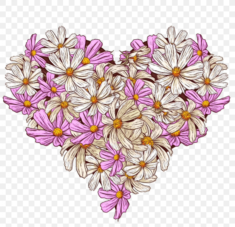 Heart Flower Purple Plant Wildflower, PNG, 1024x990px, Watercolor, Cut Flowers, Flower, Heart, Paint Download Free