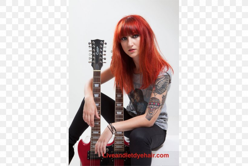 Electric Guitar Red Hair Microphone Bass Guitar, PNG, 1004x673px, Electric Guitar, Audio, Bangs, Bass Guitar, Black Download Free