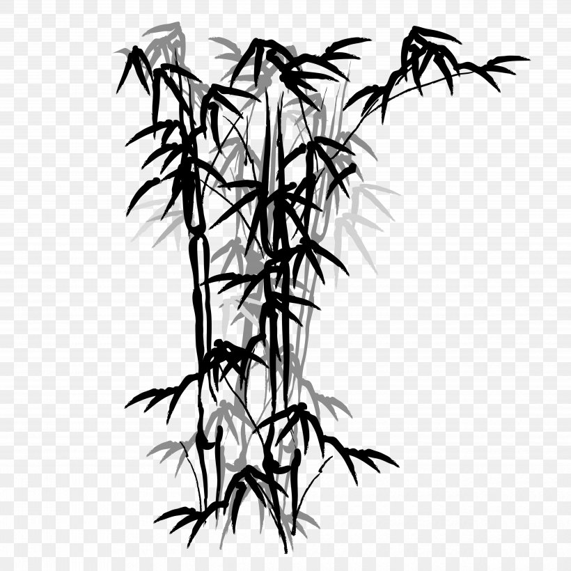 Bamboo Painting Curtain Illustration, PNG, 5000x5000px, Bamboo, Bamboo Painting, Black And White, Branch, Curtain Download Free