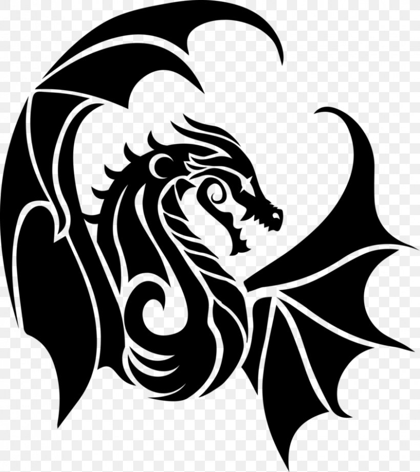 Dragon Day Spa Logo Art, PNG, 843x948px, Dragon, Art, Black, Black And ...
