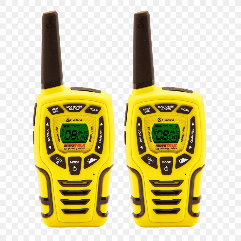 Two-way Radio Walkie-talkie Family Radio Service General Mobile Radio Service Midland Radio, PNG, 1500x1500px, Twoway Radio, Citizens Band Radio, Cobra 148 Gtl, Cobra Cx112, Communication Device Download Free