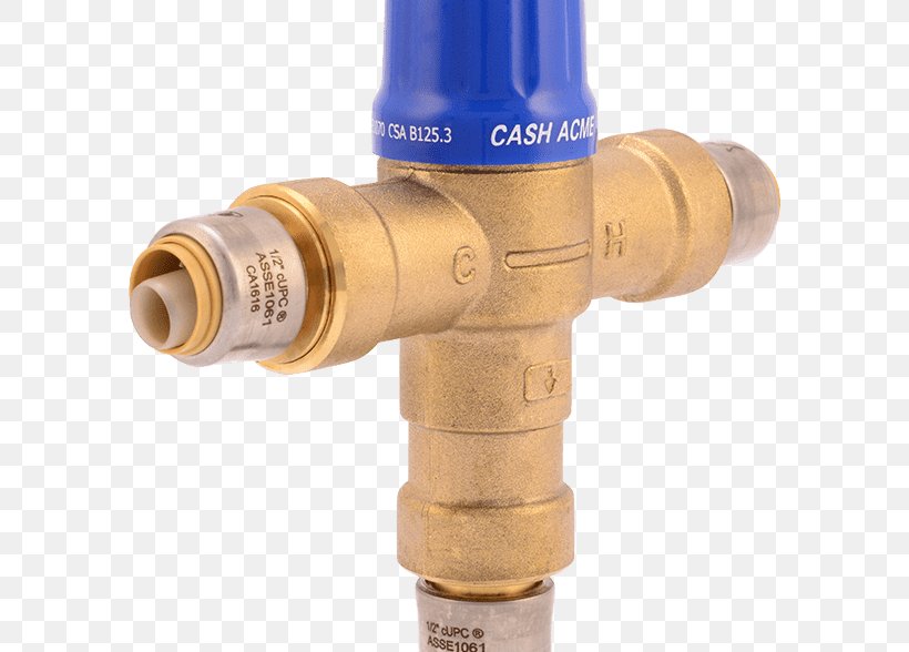 Thermostatic Mixing Valve Plumbing SharkBite UC139LFA Threaded Male Adapter Water Heating, PNG, 588x588px, Thermostatic Mixing Valve, Brass, Cylinder, Faucet Handles Controls, Hardware Download Free